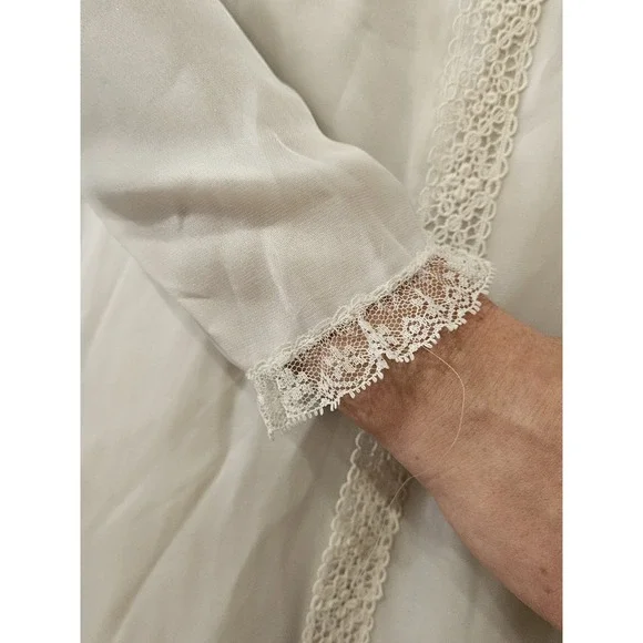 Vintage 70s Cream Prairie Dress Victorian Peasant Cottage Lace Boho Wedding Gown - Picture 8 of 16